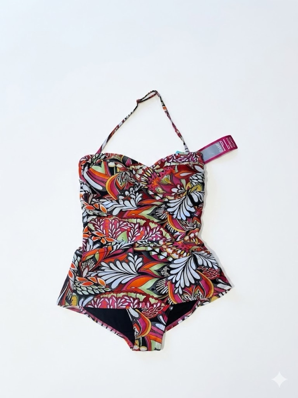 Bikini Bay Vintage New with Tags Floral multicolor swimsuit skirted one piece 16 - Picture 2 of 9